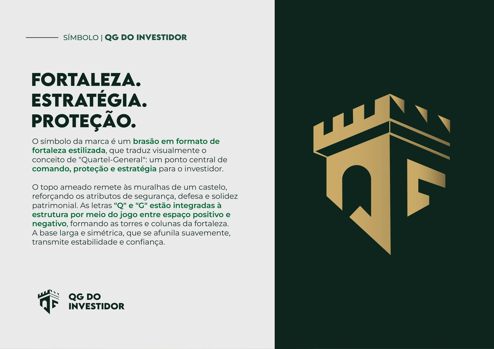 Conceito do símbolo: fortaleza, estratégia e proteção